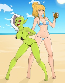 Samus on the Beach Babe Bounty-Hunt